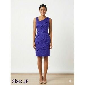Maggy Boutique Asymmetric Ruffle Sheath Dress Royal Purple 4P WeddingGuest Party